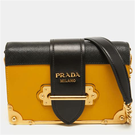 yellow prada purse|prada cahier leather bag.